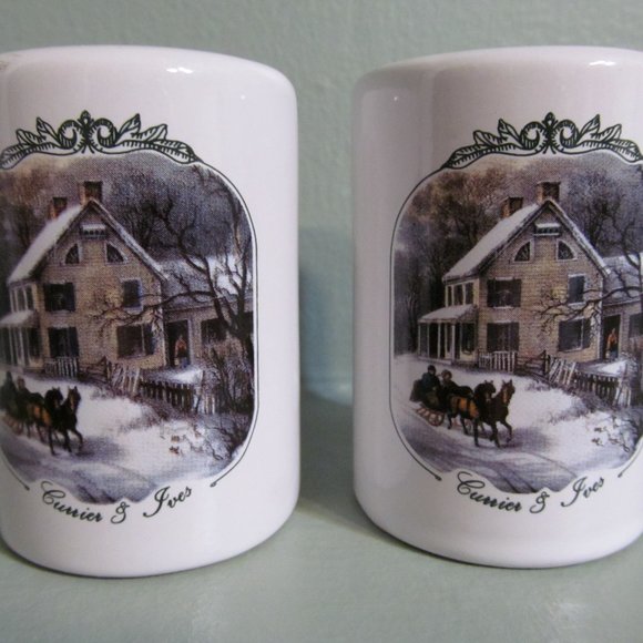 Currier & Ives 5 pc Stoneware Table Top Set American Homestead Winter MCNY - Picture 11 of 16